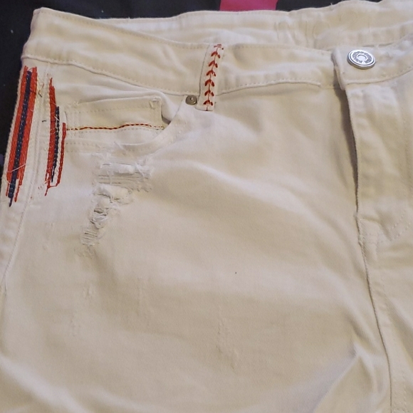 Rue 21, Size 16, White Hot shorts with red and blue stripes down the sides. - Picture 1 of 5